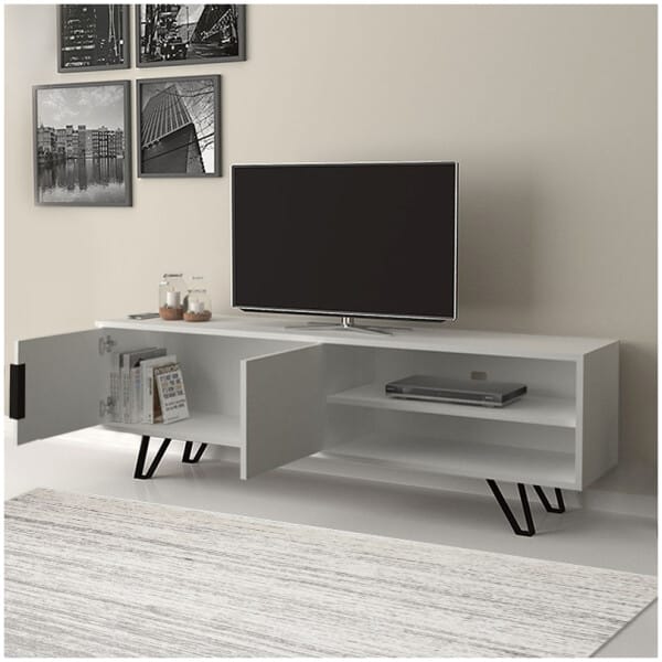 Έπιπλο τηλεόρασης Foot  χρώμα λευκό 160x35x49εκ. - Image 4