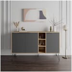 Μπουφές Clara  χρώμα φυσικό οξιάς - ανθρακί 142x35,6x83εκ.
