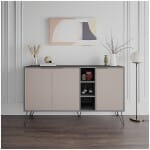 Μπουφές Clara  χρώμα ανθρακί - ανοιχτή μόκα 142x35,6x83εκ.