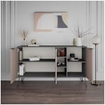 Μπουφές Clara  χρώμα ανθρακί - ανοιχτή μόκα 142x35,6x83εκ. - Image 4