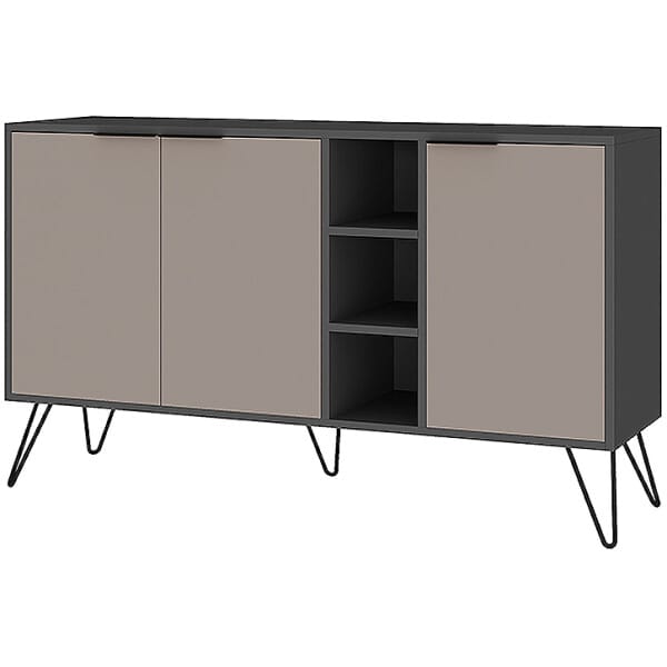 Μπουφές Clara  χρώμα ανθρακί - ανοιχτή μόκα 142x35,6x83εκ. - Image 5