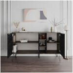 Μπουφές Clara  χρώμα dark coffee - μαύρο εφέ μαρμάρου 142x35,6x83εκ. - Image 4
