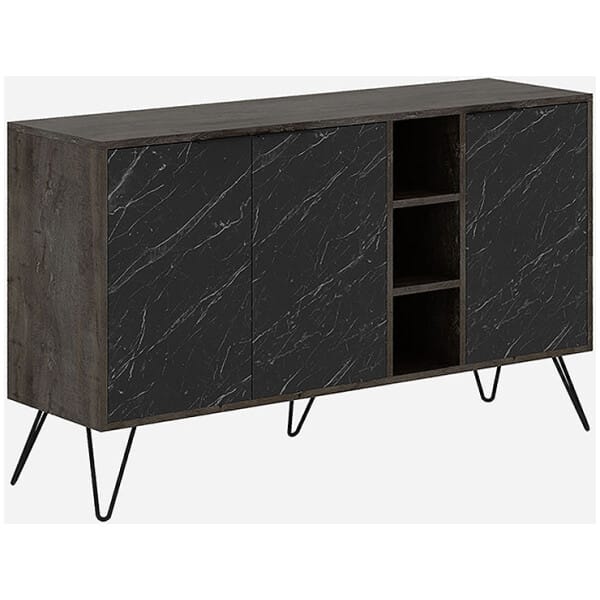 Μπουφές Clara  χρώμα dark coffee - μαύρο εφέ μαρμάρου 142x35,6x83εκ. - Image 5