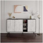Μπουφές Clara  χρώμα γκρι ρετρό - λευκό αντικέ 142x35,6x83εκ.