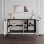 Μπουφές Clara  χρώμα γκρι ρετρό - λευκό αντικέ 142x35,6x83εκ. - Image 4