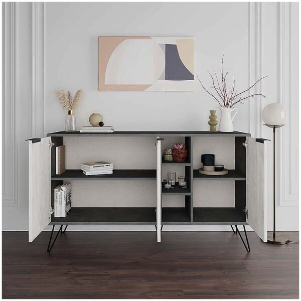 Μπουφές Clara  χρώμα γκρι ρετρό - λευκό αντικέ 142x35,6x83εκ. - Image 4