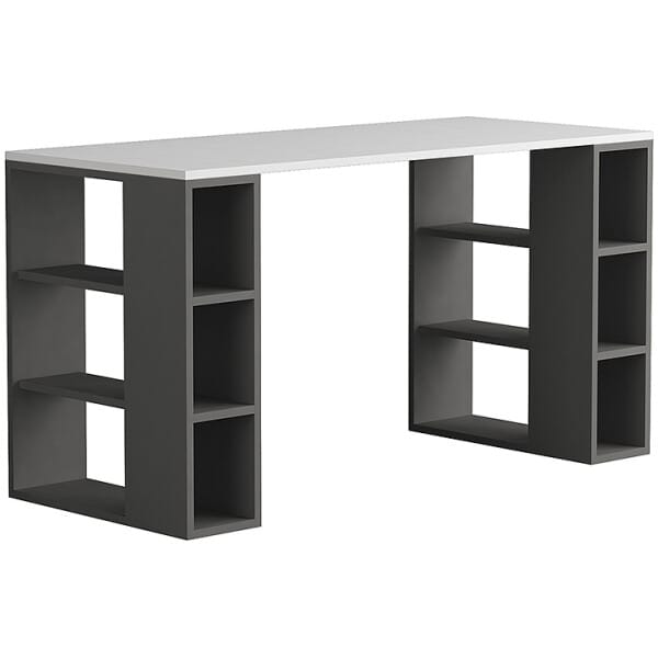 Γραφείο εργασίας Colmar  χρώμα ανθρακί - λευκό 140x60x75εκ - Image 4
