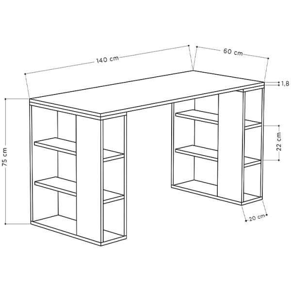 Γραφείο εργασίας Colmar  χρώμα ανθρακί - λευκό 140x60x75εκ - Image 5