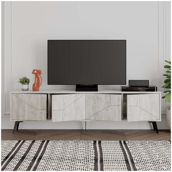 Έπιπλο τηλεόρασης Dune  χρώμα λευκό αντικέ 180x29,6x50εκ. - Image 4