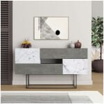Μπουφές Eros  γκρι ρετρό - λευκό εφέ μαρμάρου 145x40x82εκ.