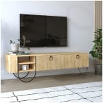 Έπιπλο τηλεόρασης Norfolk  χρώμα φυσικό οξιάς 151x35x43εκ.