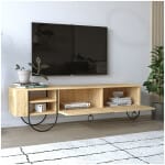 Έπιπλο τηλεόρασης Norfolk  χρώμα φυσικό οξιάς 151x35x43εκ. - Image 4