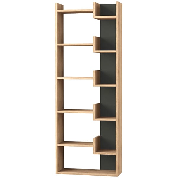 Βιβλιοθήκη Oppa  χρώμα φυσικό οξιάς/ανθρακί 60x22x162εκ. - Image 4