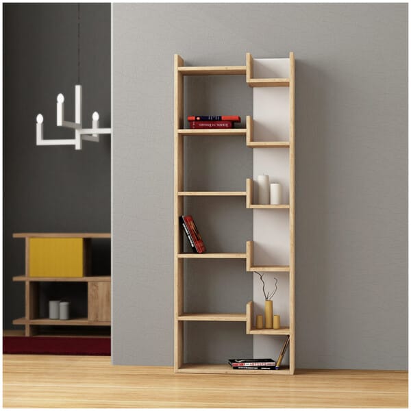 Βιβλιοθήκη Oppa  χρώμα φυσικό οξιάς/λευκό 60x22x162εκ.