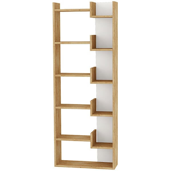 Βιβλιοθήκη Oppa  χρώμα φυσικό οξιάς/λευκό 60x22x162εκ. - Image 4