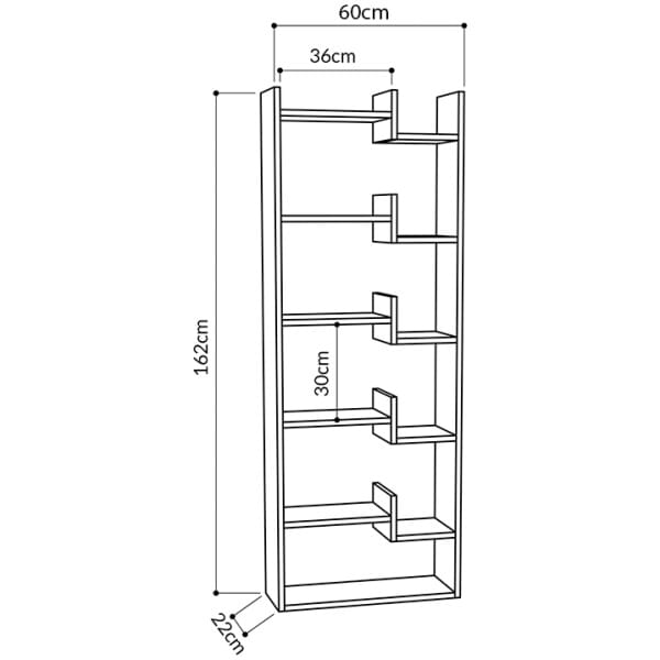 Βιβλιοθήκη Oppa  χρώμα φυσικό οξιάς/λευκό 60x22x162εκ. - Image 5