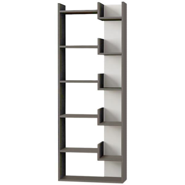 Βιβλιοθήκη Oppa  χρώμα ανθρακί - λευκό 60x22x162εκ. - Image 4