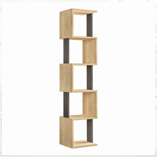 Βιβλιοθήκη Piri  χρώμα φυσικό οξιάς/ανθρακί 35x30x161εκ. - Image 4