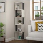 Βιβλιοθήκη Piri  χρώμα λευκό αντικέ - ανθρακί 35x30x161εκ.