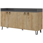 Μπουφές Dea  χρώμα φυσικό οξιάς - ανθρακί 140x36x80εκ.