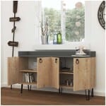 Μπουφές Dea  χρώμα φυσικό οξιάς - ανθρακί 140x36x80εκ. - Image 2