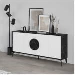 Μπουφές Gora  χρώμα μαύρο εφέ μαρμάρου - λευκό 180x35,6x82εκ.