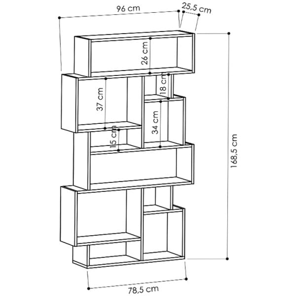 Βιβλιοθήκη Karmato  χρώμα ανθρακί 96x25,5x168,5εκ. - Image 5