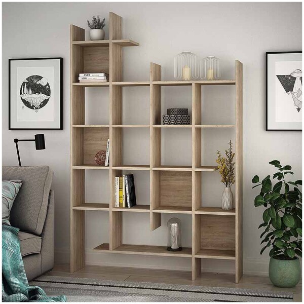Βιβλιοθήκη Manco  χρώμα φυσικό οξιάς 122x25,5x188εκ.