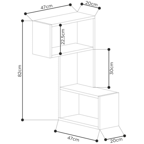 Ραφιέρα τοίχου γωνιακή Part  χρώμα ανθρακί 47x20x82εκ. - Image 5