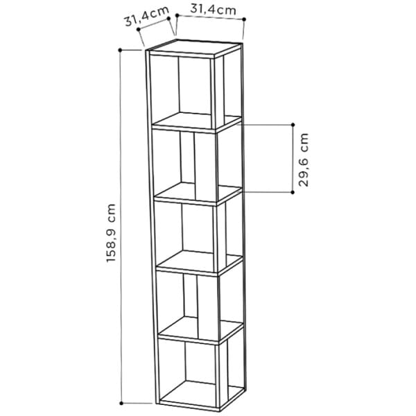 Βιβλιοθήκη γωνιακή Piano  χρώμα φυσικό οξιάς 31,4x31,4x158,9εκ. - Image 5