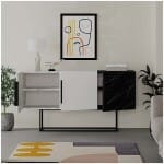 Μπουφές Tontini  χρώμα λευκό - μαύρο εφέ μαρμάρου 150x42x79,5εκ. - Image 4