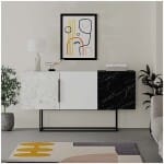 Μπουφές Tontini  χρώμα λευκό - μαύρο εφέ μαρμάρου 150x42x79,5εκ. - Image 5