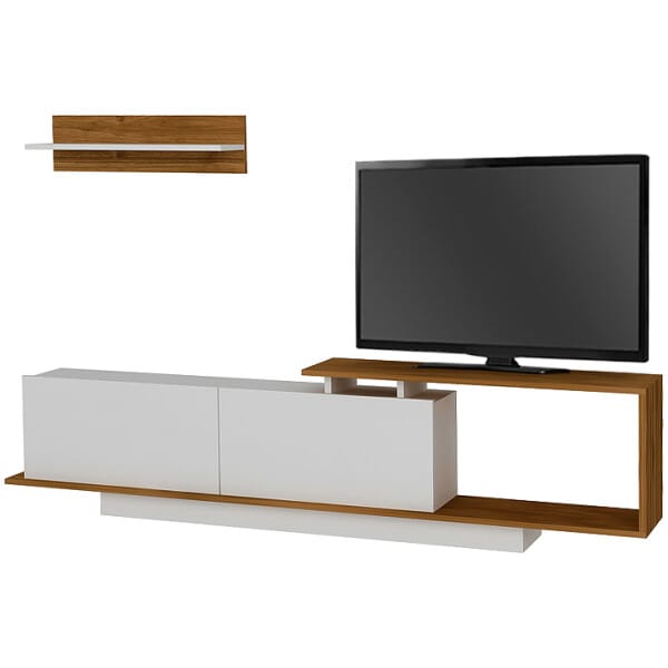 Έπιπλο τηλεόρασης Novara  χρώμα λευκό - καρυδί 180x29,6x45εκ. - Image 5