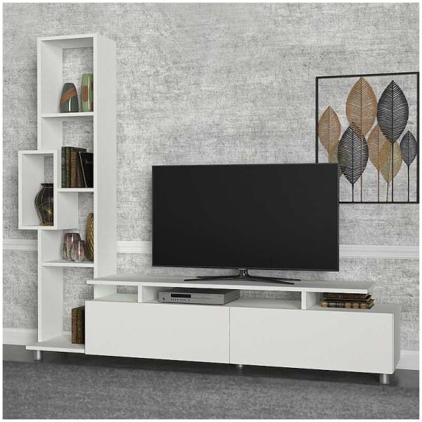 Σύνθεση τηλεόρασης Tulip  χρώμα λευκό 160x29,5x160εκ.