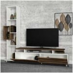 Σύνθεση τηλεόρασης Tulip  χρώμα λευκό - καρυδί 160x29,5x160εκ. - Image 2