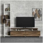 Σύνθεση τηλεόρασης Tulip  χρώμα λευκό - καρυδί 160x29,5x160εκ. - Image 3