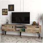 Έπιπλο τηλεόρασης Costa  χρώμα vintage patik - μαύρο 180x29,5x49εκ.