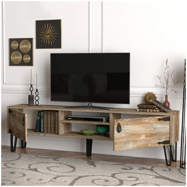 Έπιπλο τηλεόρασης Costa  χρώμα vintage patik - μαύρο 180x29,5x49εκ. - Image 4