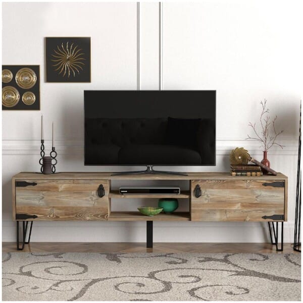 Έπιπλο τηλεόρασης Costa  χρώμα vintage patik - μαύρο 180x29,5x49εκ. - Image 5