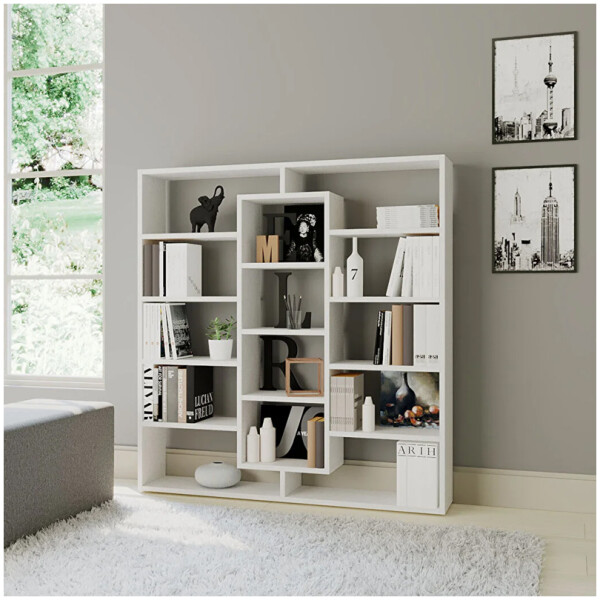 Βιβλιοθήκη Ample  χρώμα λευκό 125x22x135,7εκ.