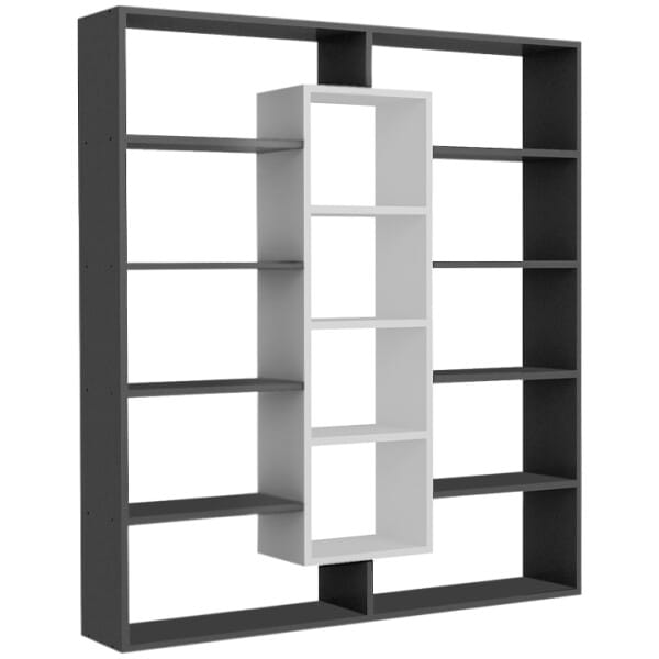 Βιβλιοθήκη Ample  χρώμα μαύρο - λευκό 125x22x135,7εκ. - Image 4