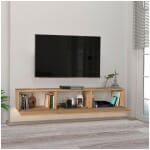 Έπιπλο τηλεόρασης επιτοίχιο Damla  με LED χρώμα sapphire oak 180x29,5x29,5εκ. - Image 4