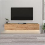 Έπιπλο τηλεόρασης επιτοίχιο Damla  με LED χρώμα sapphire oak 180x29,5x29,5εκ. - Image 5