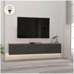 Έπιπλο τηλεόρασης επιτοίχιο Damla  με LED χρώμα sapphire oak - ανθρακί 180x29,5x29,5εκ.