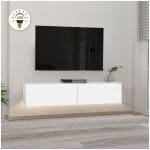 Έπιπλο τηλεόρασης επιτοίχιο Aristo  με LED χρώμα λευκό 135x31,6x25εκ.