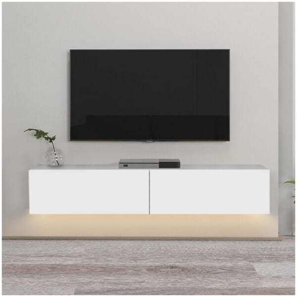 Έπιπλο τηλεόρασης επιτοίχιο Aristo  με LED χρώμα λευκό 135x31,6x25εκ. - Image 5