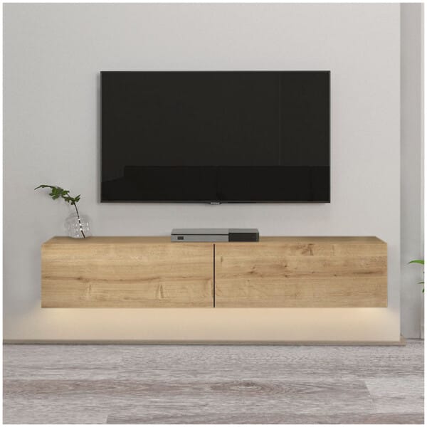 Έπιπλο τηλεόρασης επιτοίχιο Aristo  με LED χρώμα sapphire oak 135x31,6x25εκ. - Image 5