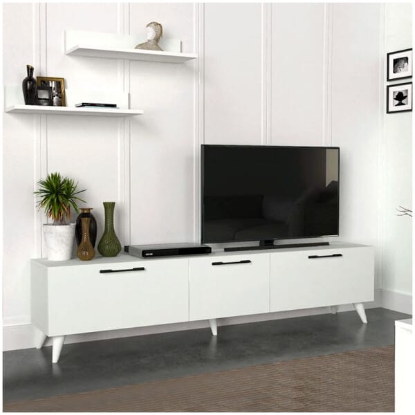 Έπιπλο τηλεόρασης Mareta  χρώμα λευκό 180x31,3x42εκ.