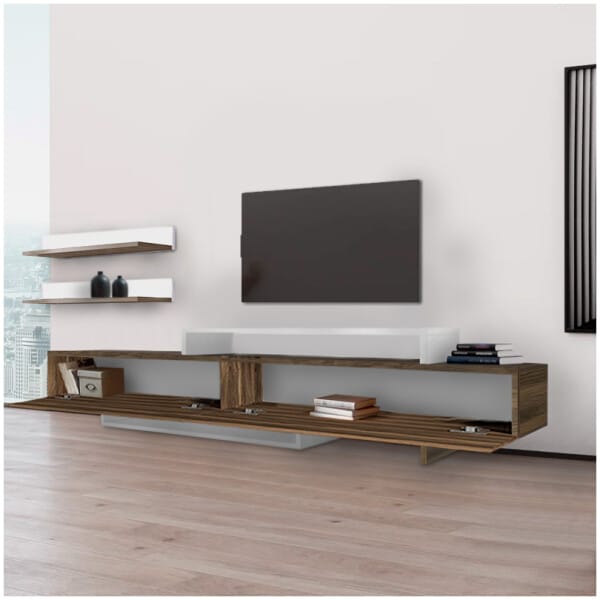 Έπιπλο τηλεόρασης Nirvana  χρώμα καρυδί - λευκό 180x31,3x41,7εκ. - Image 4