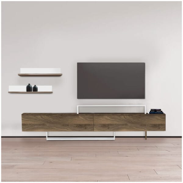 Έπιπλο τηλεόρασης Nirvana  χρώμα καρυδί - λευκό 180x31,3x41,7εκ. - Image 5